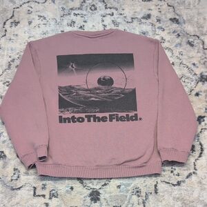 H&M Into The Field Graphic Crewneck Sweatshirt Mauve Pink Size Small Relaxed Fit